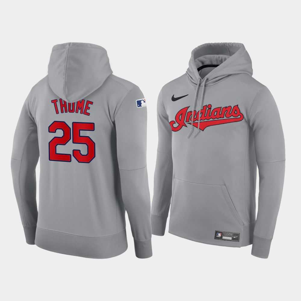 Men Cleveland Indians 25 Thome gray road hoodie 2021 MLB Nike Jerseys
